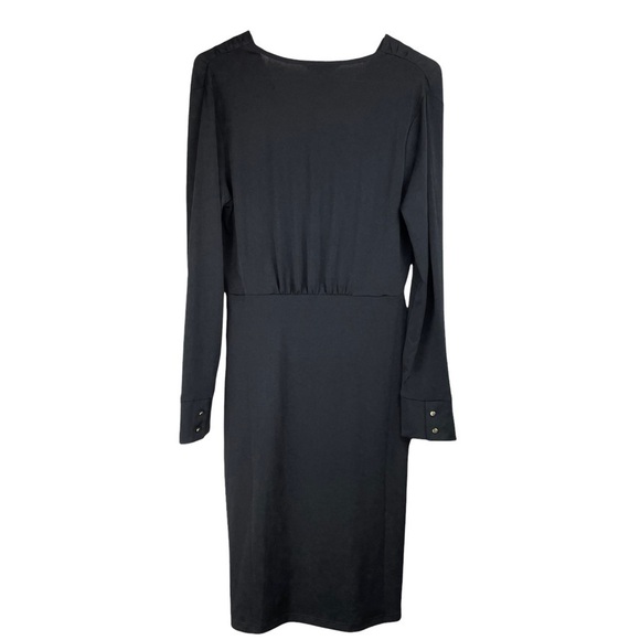 LONG sleeve v-neck midi dress - Picture 4 of 9